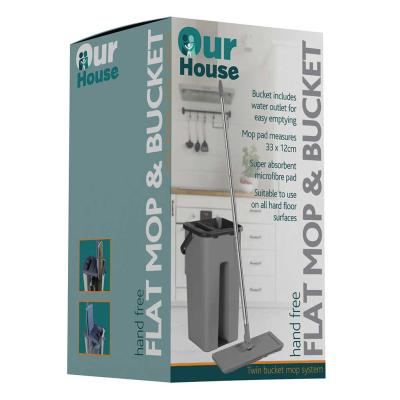OurHouse Hands-Free Flat Mop with Bucket
