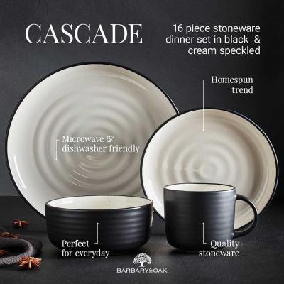 Cascade 16 Piece Dinner Set - Black