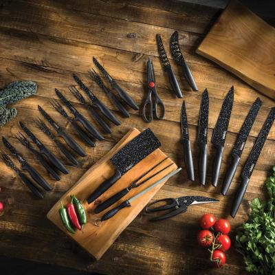 Tower Essentials 24 Piece Stone Coated Knife Set - Black