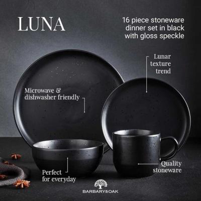 Barbary & Oak Luna 16 Piece Dinnerware Set - Black