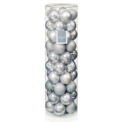 50 Piece 60mm Multi Finish Balls Silver with Silver Glitter