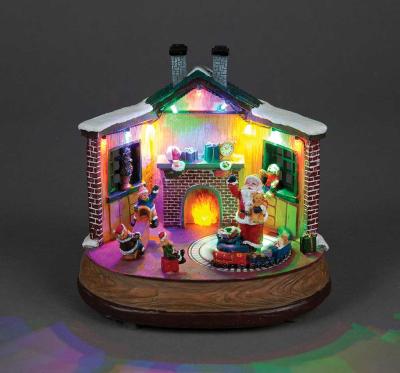 Battery Operated 22cm LED Christmas Scene with Train 