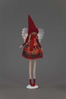 Battery Operated 54cm Red Tartan Angel
