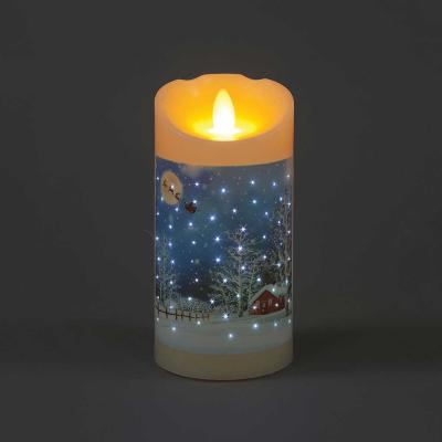 Battery Operated 15cm Wax Candle - Winter Scene