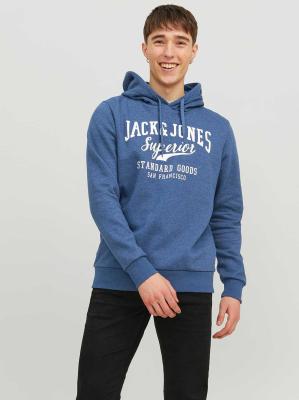 Jack & Jones Logo Sweat Hoodie - Ensign Blue