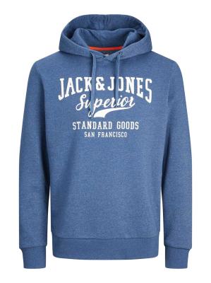 Jack & Jones Logo Sweat Hoodie - Ensign Blue