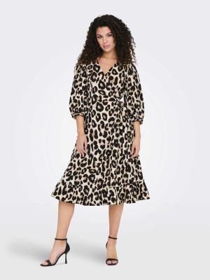 Only Olivia Wrap Midi Dress - Leopard Print
