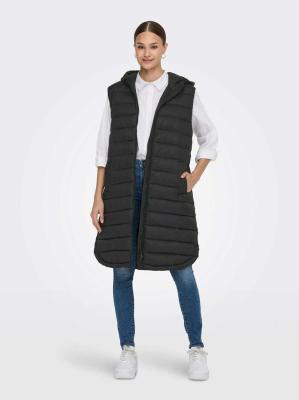 Only Melody Oversized Hooded Waistcoat - Black