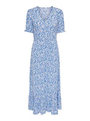 Only Chianti Short Sleeve Long Dress - Blue