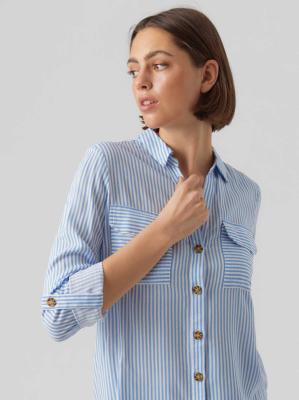 Vero Moda Bumpy Long Sleeve Shirt - White/Blue