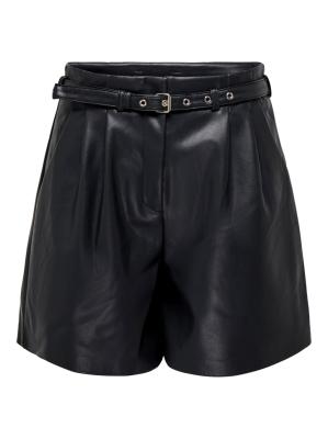 Only Heidi Faux Leather Shorts - Black
