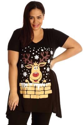 Snow Reindeer T-Shirt - Black