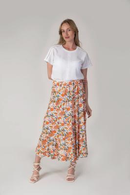 Jessica Graaf Floral Printed Skirt - Orange