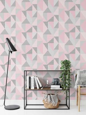 Larson Geo Pink/Grey Wallpaper