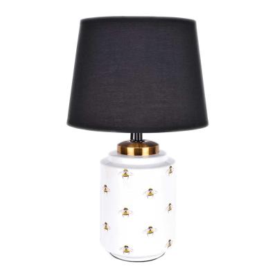 Hestia Ceramic Bee Lamp with Cotton Shade