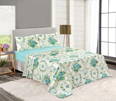 Olivia Teal Floral Brushed Cotton Sheet Set