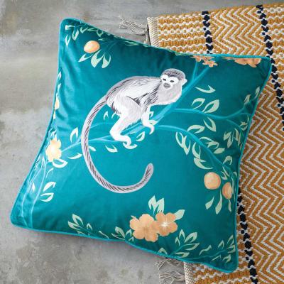 Tropical Monkey Filled Cushion  18x18"
