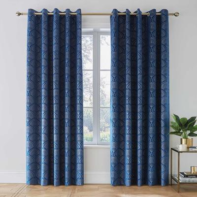 Art Deco Curtain - Navy