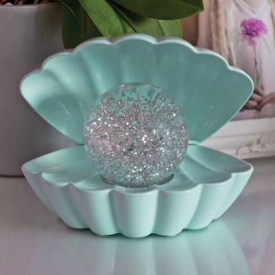 Glitter Pearl LED Clam Lamp - Mint