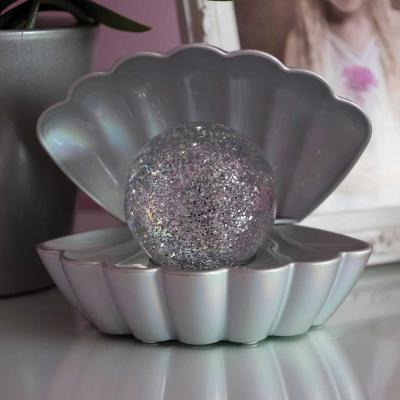 Glitter Pearl LED Clam Lamp - Silver