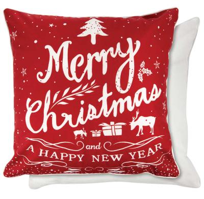 Printed Merry Christmas Cushion Cover 17"x 17" - Red