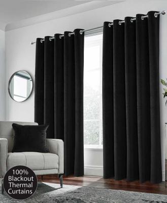 Hampton Velvet Blackout Curtain - Black