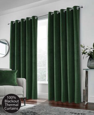 Hampton Velvet Blackout Curtain - Green