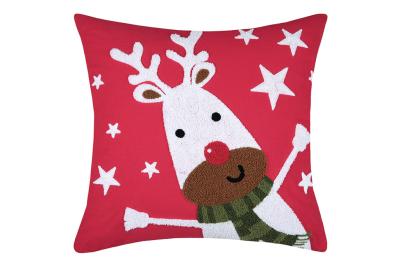 Christmas Red Reindeer Filled Cushion 18"x18"