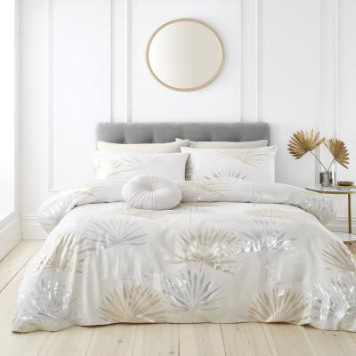 Catherine Lansfield Luxe Palm Jacquard Duvet Cover Set - Cream/Gold/Silver