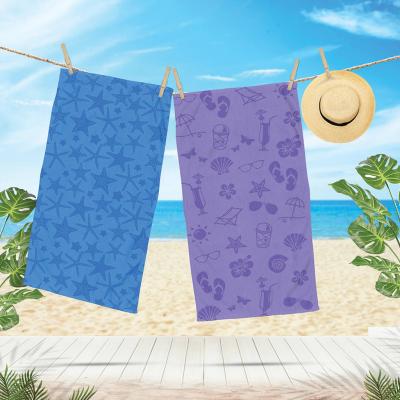 Embossed Jacquard Beach Towel - Purple
