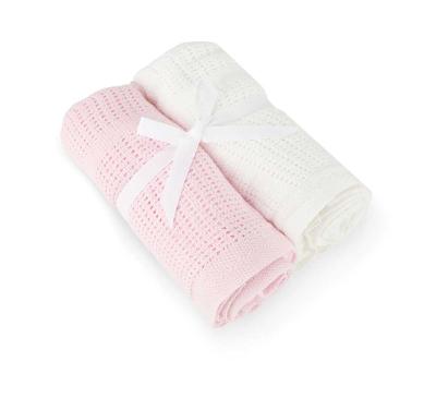 Baby Elegance Pink/White Cellular Blanket
