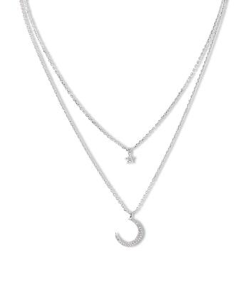 Sterling Silver Double Moon Necklet