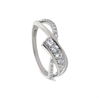 9ct White Gold Crossover Ring