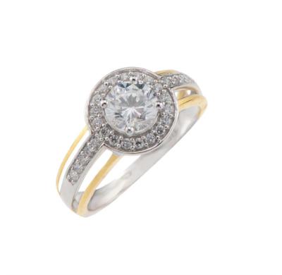 9ct Gold 2 Tone Halo Ring