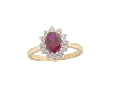 9ct Gold Ruby/CZ Cluster Ring