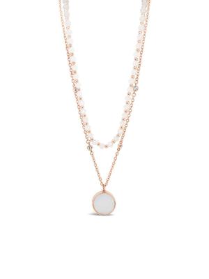 Absolute Double Beaded Necklace - White Opal/Rose Gold