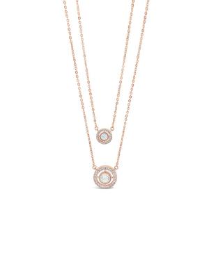 Absolute Double Layer Chain White Opal/Rose Gold