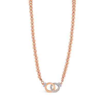 Absolute Beaded Interlocking Circles Necklace - Rose Gold