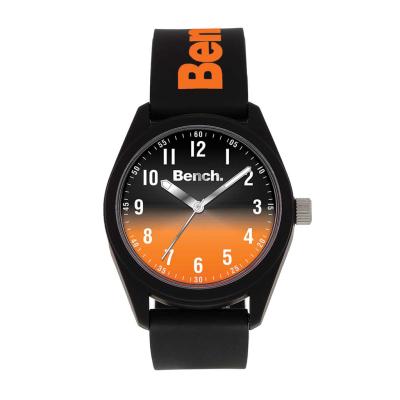 Bench Black Silicone Watch with Black to Orange Dial