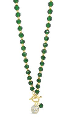Absolute T-Bar Necklace with Ball Pendant - Emerald /Gold