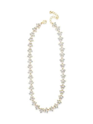 Absolute Necklace with CZ Stones - Pearl/Gold