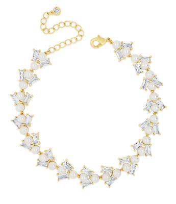 Absolute Bracelet with CZ Stones - Pearl/Gold
