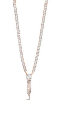 Absolute Long Fringe Necklace - Rose Gold/Clear Crystal