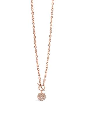 Absolute T-Bar Necklace with Disc Pendant - Rose Gold