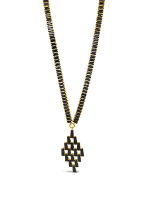 Absolute Diamond Shape Baguette Necklace - Gold/Jet