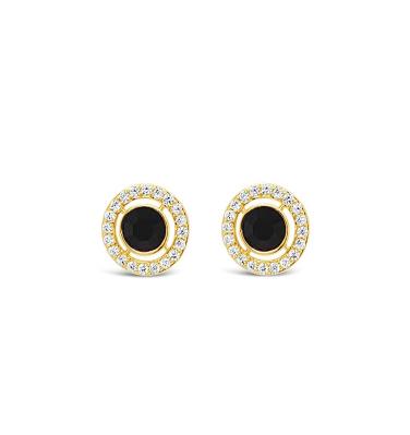 Absolute Halo Style Stud Earrings - Gold/Jet