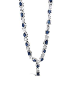 Absolute Stone-Set Necklace - Silver/Midnight Blue