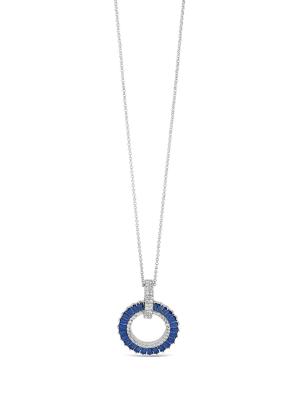 Absolute Open Circle Long Pendant - Silver/Midnight Blue