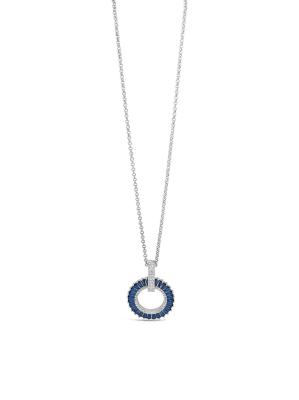 Absolute Open Circle Short Pendant - Silver/Midnight Blue