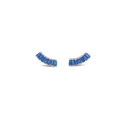 Absolute Sapphire Baguette Stud Earrings - Sterling Silver